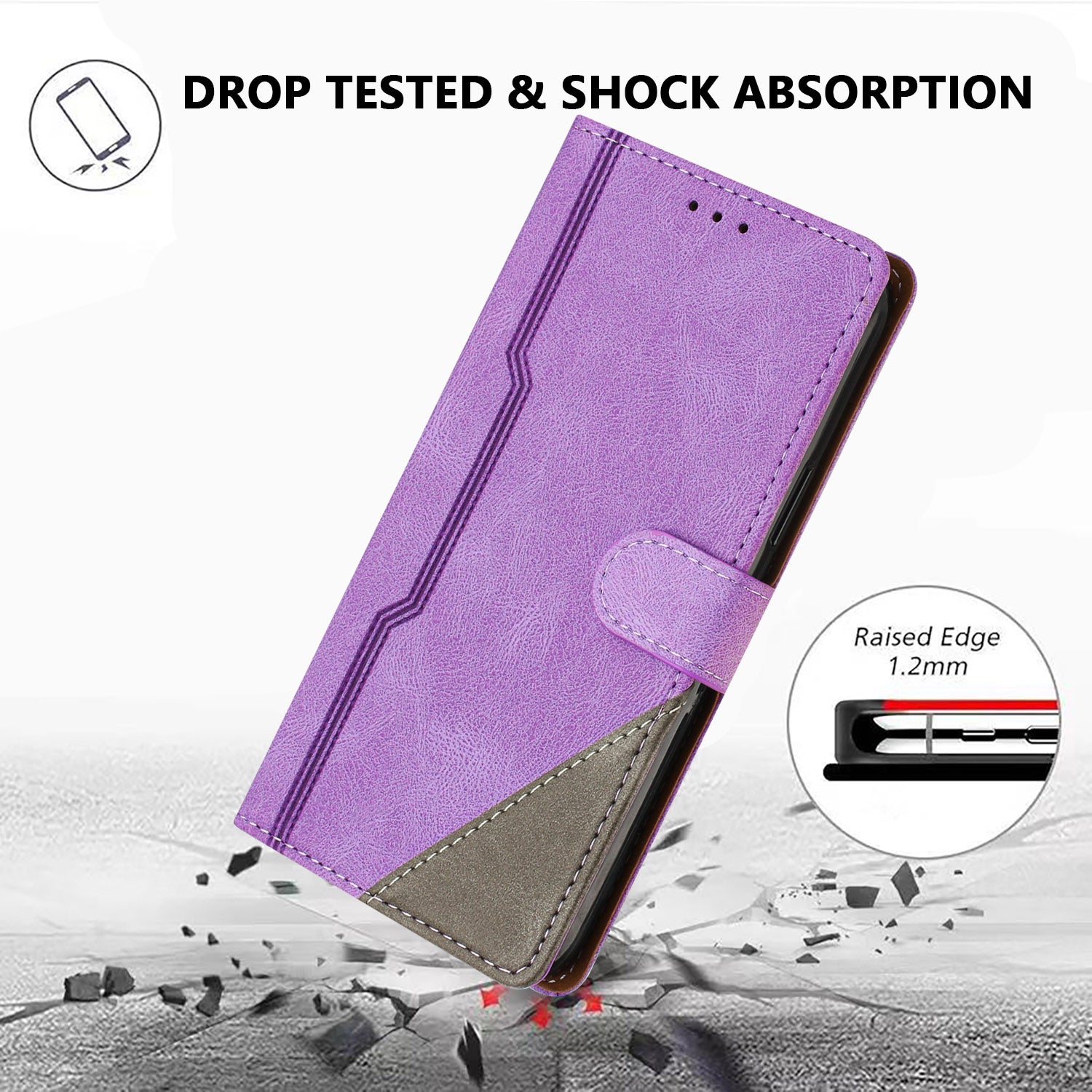 For Xiaomi Redmi Note 15 Pro 5G (Global) Leather Case Triangle Patchwork Wallet Stand Shockproof Phone Cover - Purple