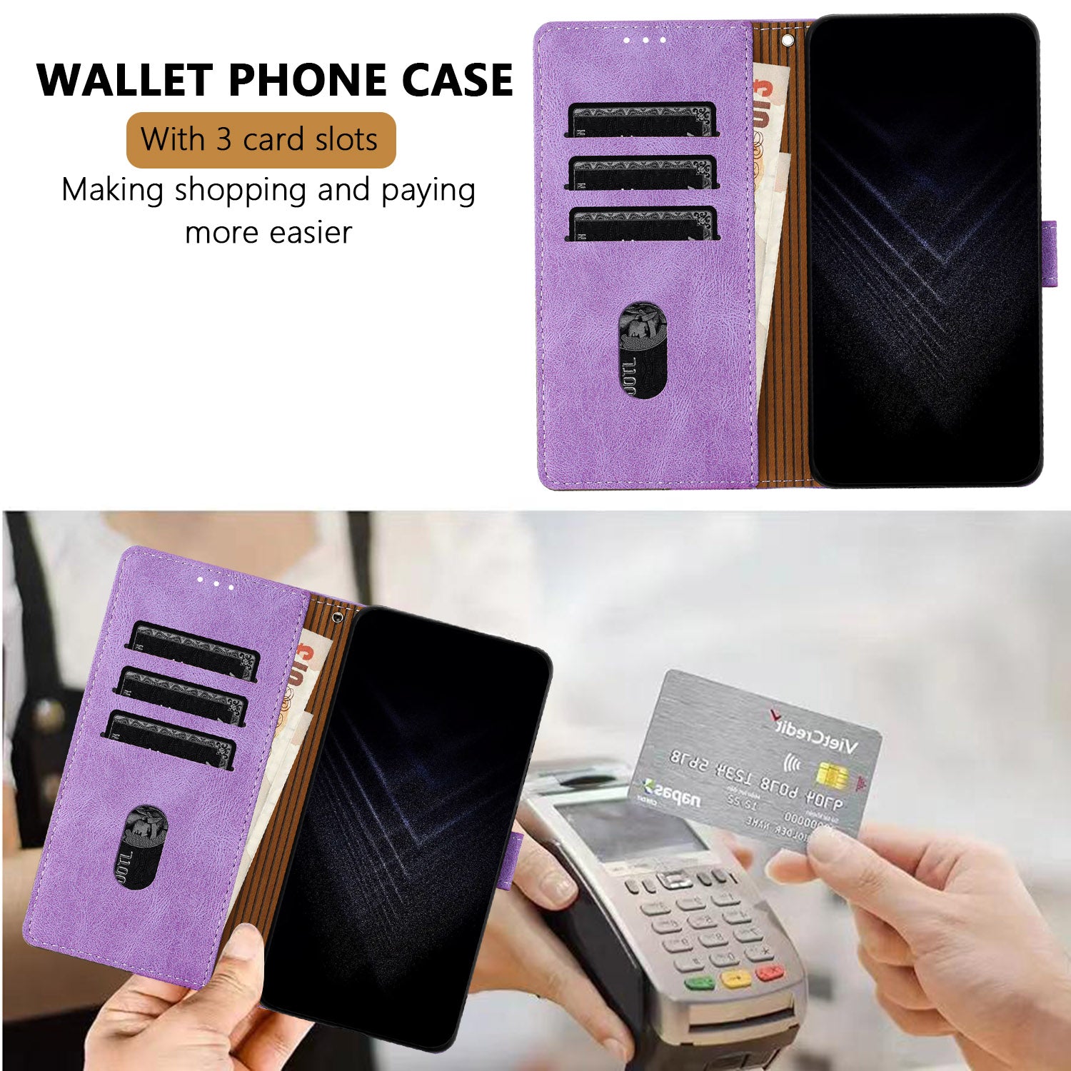 For Xiaomi Redmi Note 15 Pro 5G (Global) Leather Case Triangle Patchwork Wallet Stand Shockproof Phone Cover - Purple