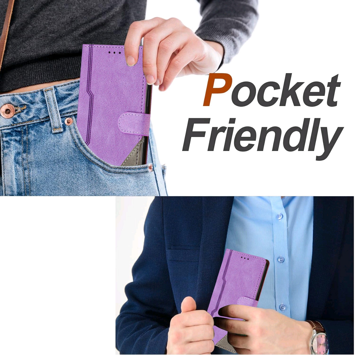 For Xiaomi Redmi Note 15 Pro 5G (Global) Leather Case Triangle Patchwork Wallet Stand Shockproof Phone Cover - Purple