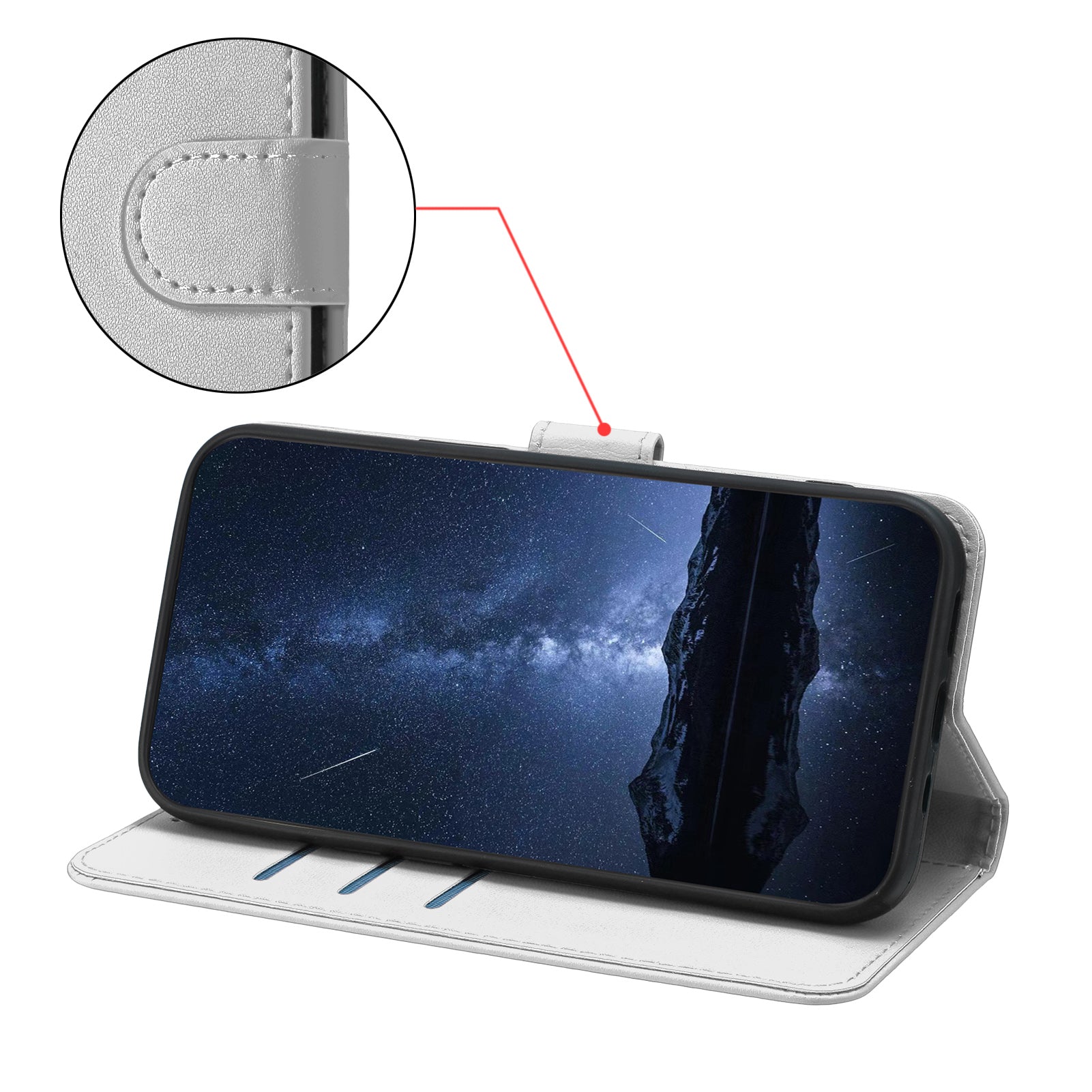 For Xiaomi Poco M8 Pro 5G / Redmi Note 15 Pro+ 5G (Global) Leather Case Wallet Stand Solid Color Anti Drop Phone Cover - Silver