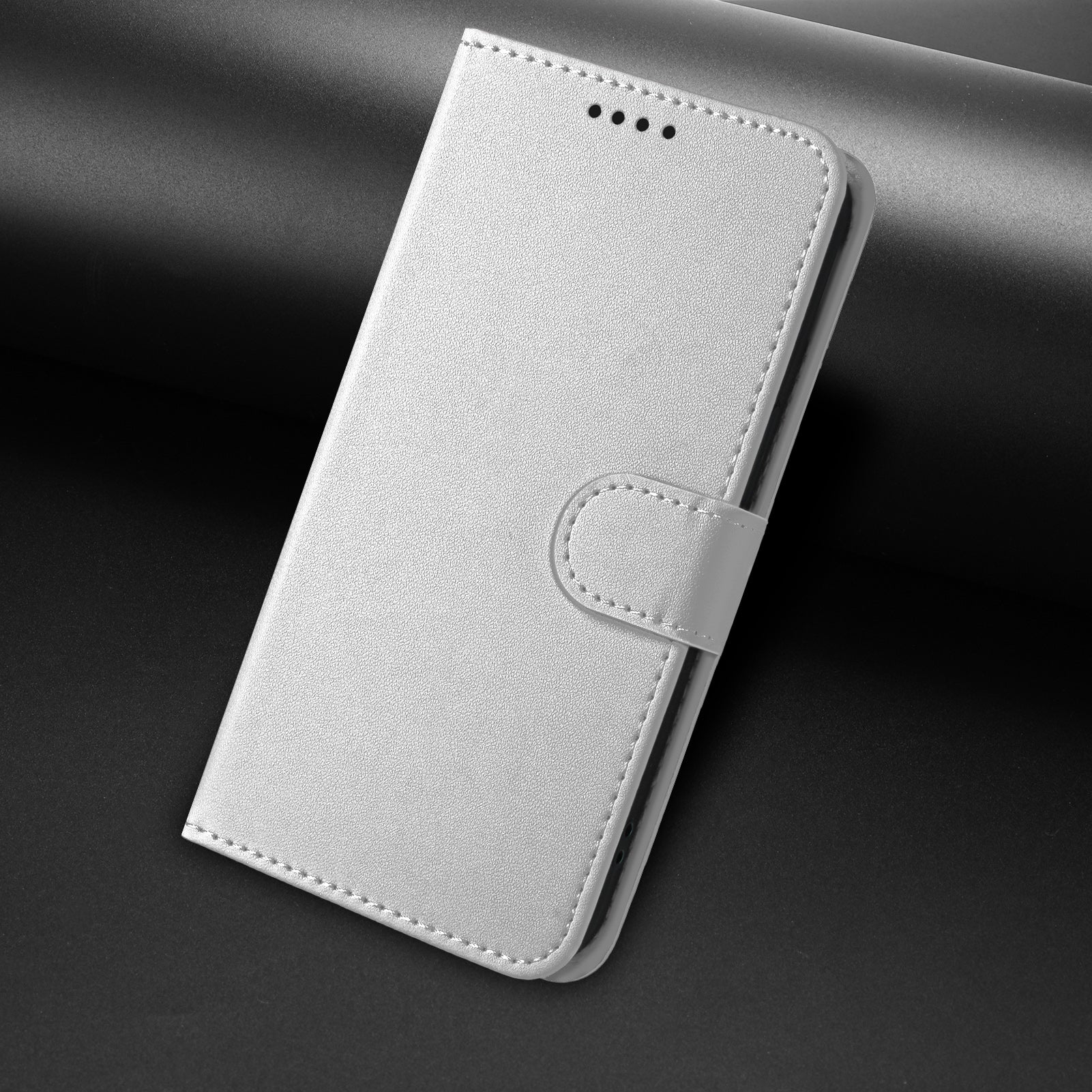 For Xiaomi Poco M8 Pro 5G / Redmi Note 15 Pro+ 5G (Global) Leather Case Wallet Stand Solid Color Anti Drop Phone Cover - Silver