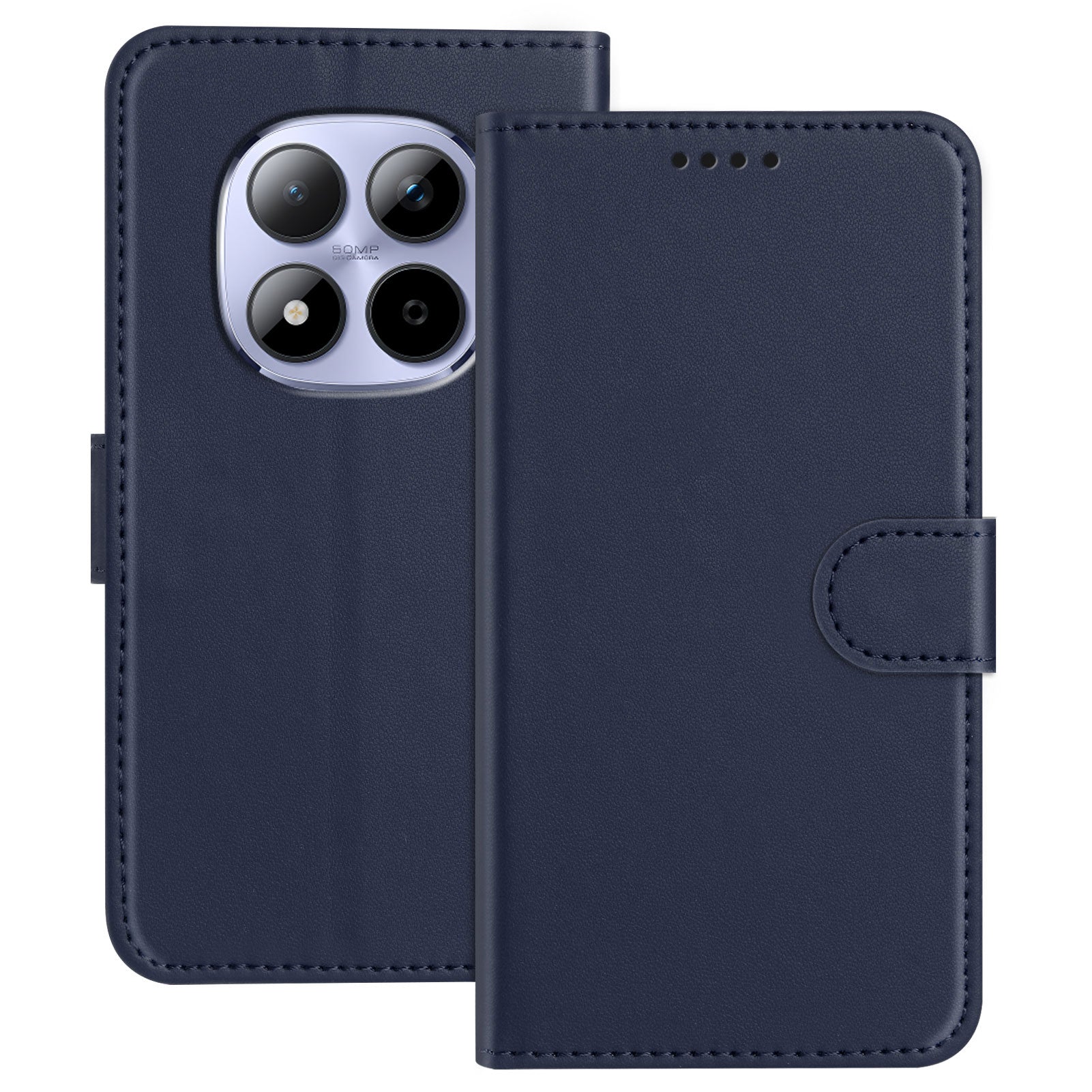 For Xiaomi Redmi Note 15 Pro 5G (Global) Leather Case Wallet Stand Solid Color Anti Drop Phone Cover - Blue