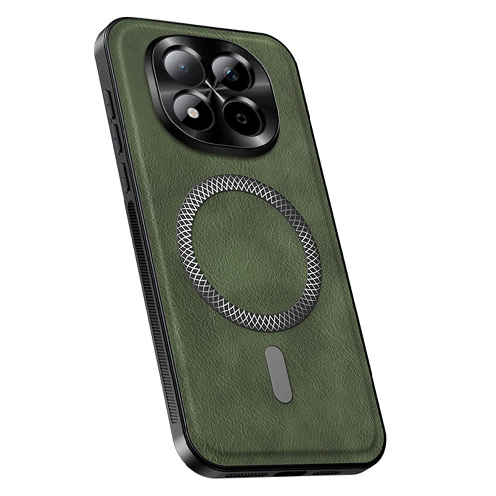 For Xiaomi Redmi Note 15 Pro 5G (Global) Magnetic Case PU TPU PC Phone Back Cover with Metal Lens Frame - Green