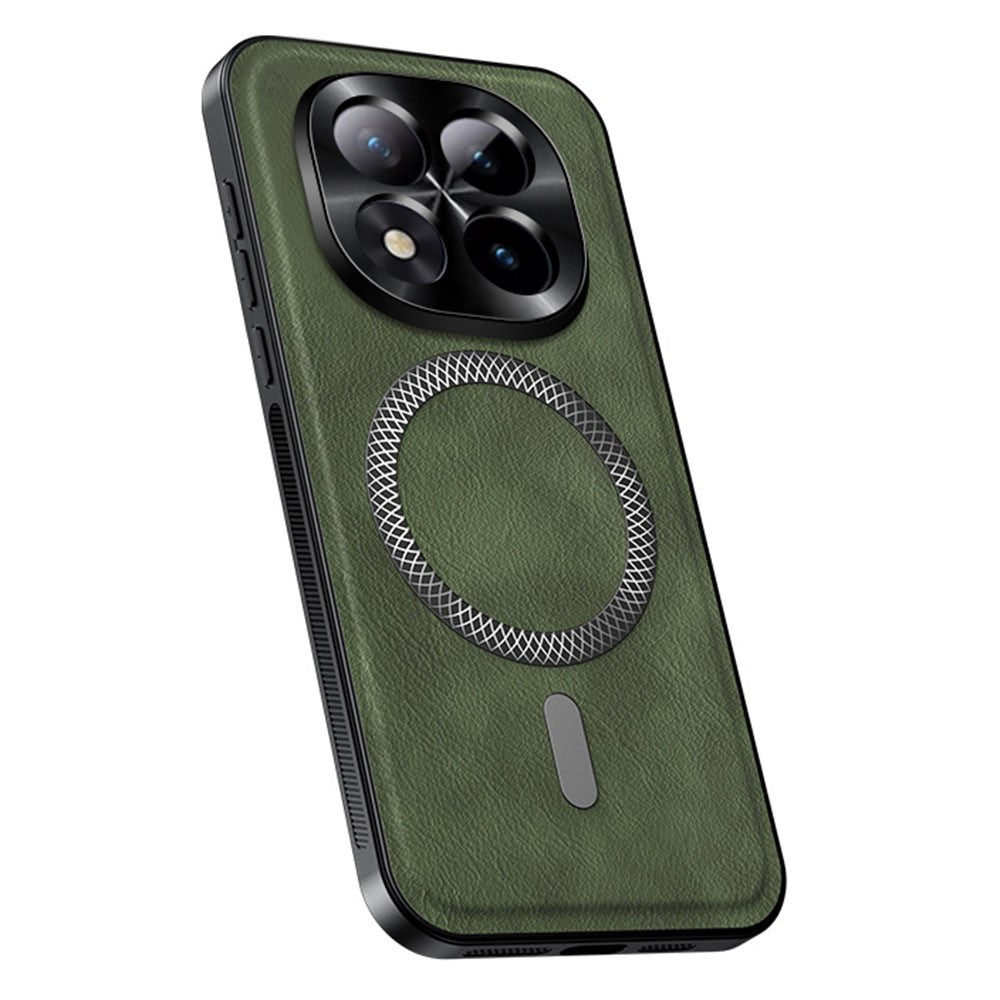 For Xiaomi Poco M8 Pro 5G / Redmi Note 15 Pro+ 5G (Global) Magnetic Case PU TPU PC Phone Back Cover with Metal Lens Frame - Green