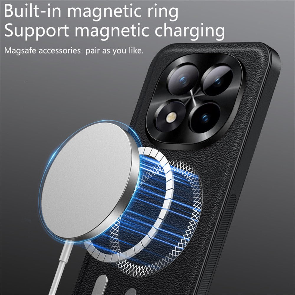 For Xiaomi Poco M8 Pro 5G / Redmi Note 15 Pro+ 5G (Global) Magnetic Case PU TPU PC Phone Back Cover with Metal Lens Frame - Green