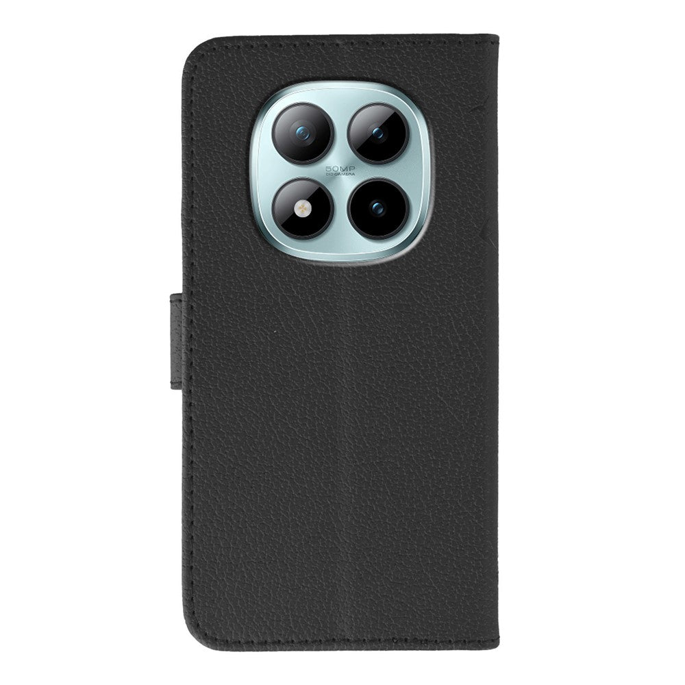 For Xiaomi Redmi Poco M8 Pro 5G / Redmi Note 15 Pro+ 5G (Global) Case Feather Imprint PU Leather Wallet Phone Cover - Black