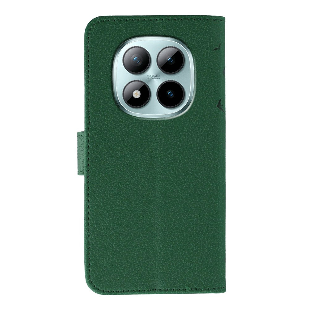 For Xiaomi Redmi Poco M8 Pro 5G / Redmi Note 15 Pro+ 5G (Global) Case Feather Imprint PU Leather Wallet Phone Cover - Green
