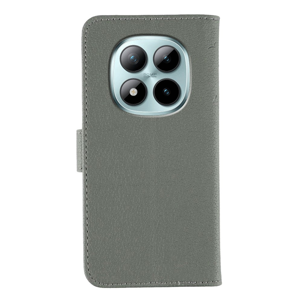 For Xiaomi Redmi Poco M8 Pro 5G / Redmi Note 15 Pro+ 5G (Global) Case Feather Imprint PU Leather Wallet Phone Cover - Grey