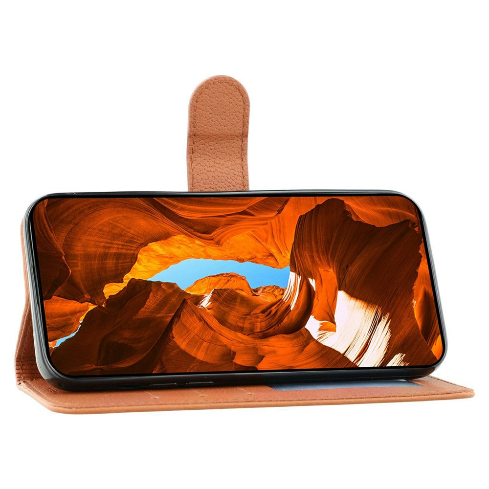 For Xiaomi Redmi Poco M8 Pro 5G / Redmi Note 15 Pro+ 5G (Global) Case Feather Imprint PU Leather Wallet Phone Cover - Brown