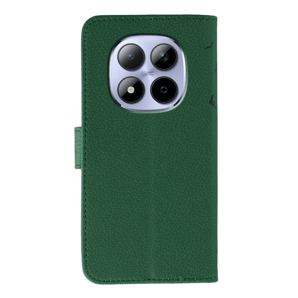 For Xiaomi Redmi Note 15 Pro 5G (Global) Case Feather Imprint PU Leather Wallet Phone Cover - Green