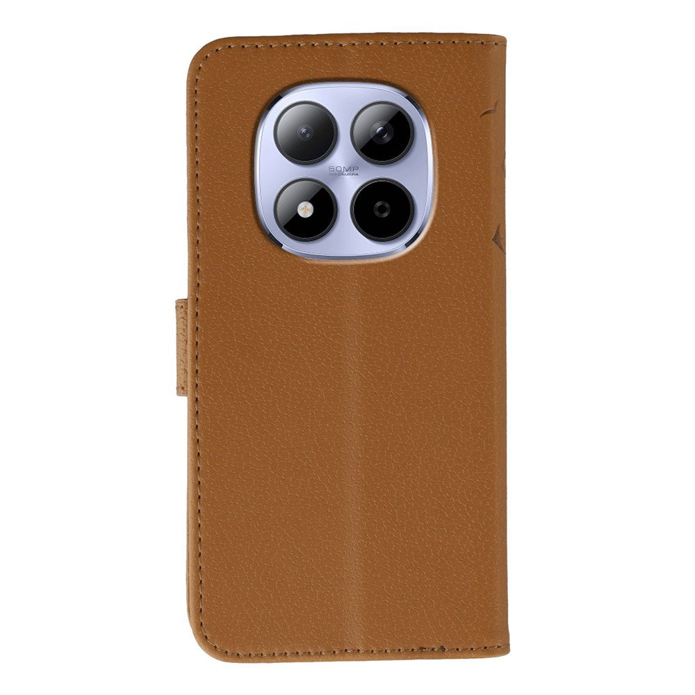 For Xiaomi Redmi Note 15 Pro 5G (Global) Case Feather Imprint PU Leather Wallet Phone Cover - Brown
