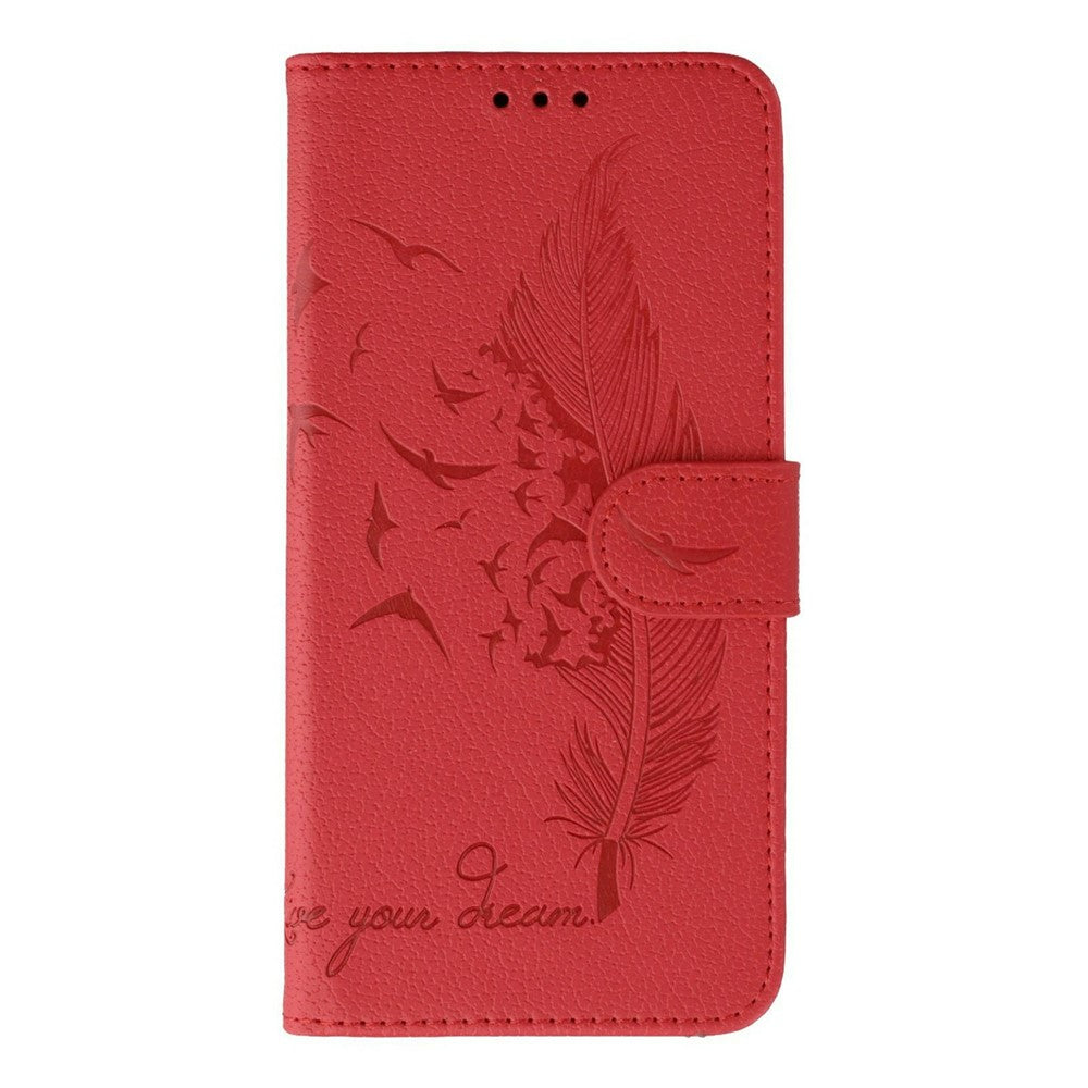 For Xiaomi Redmi Note 15 Pro 5G (Global) Case Feather Imprint PU Leather Wallet Phone Cover - Red