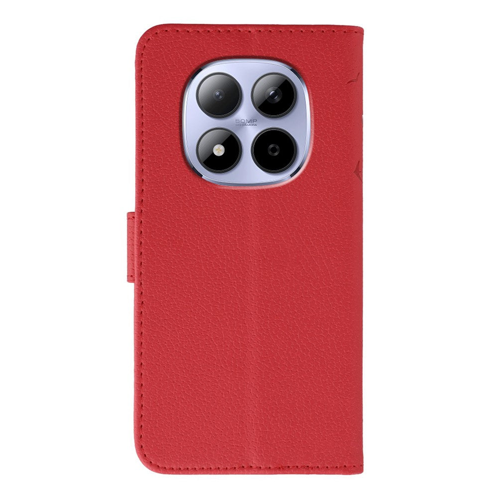 For Xiaomi Redmi Note 15 Pro 5G (Global) Case Feather Imprint PU Leather Wallet Phone Cover - Red