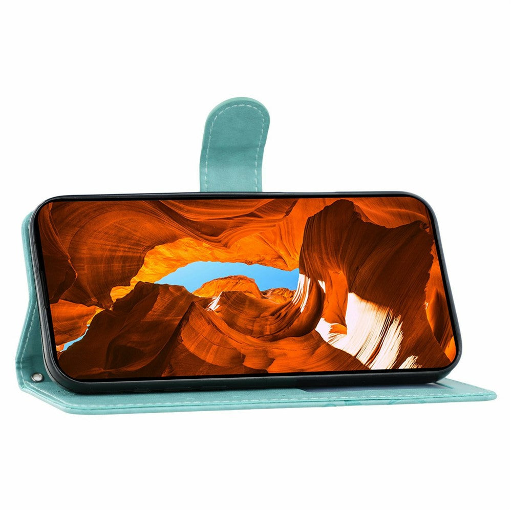 For Xiaomi Redmi Poco M8 Pro 5G / Redmi Note 15 Pro+ 5G (Global) Case Wallet Stand Imprinted Rose Butterfly PU Leather Phone Cover - Green