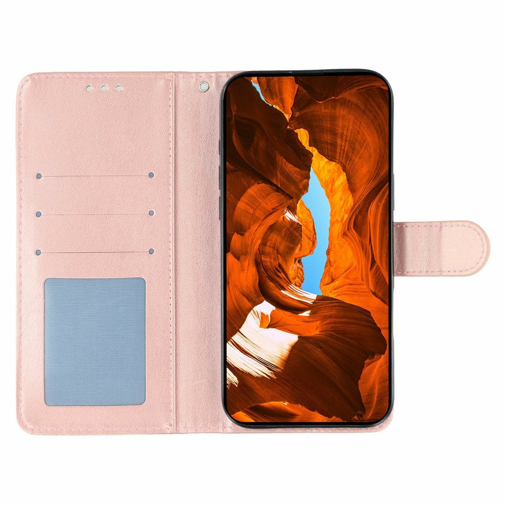For Xiaomi Redmi Poco M8 Pro 5G / Redmi Note 15 Pro+ 5G (Global) Case Wallet Stand Imprinted Rose Butterfly PU Leather Phone Cover - Rose Gold