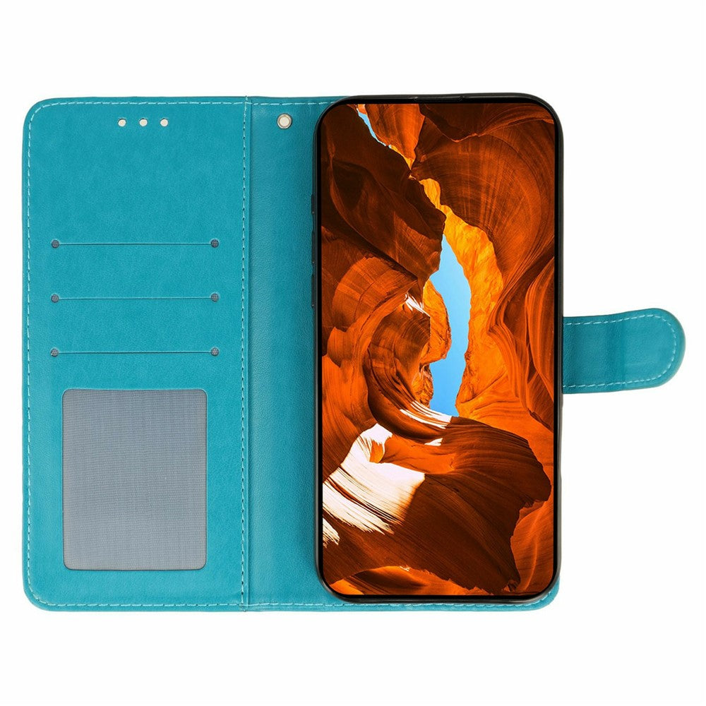 For Xiaomi Redmi Poco M8 Pro 5G / Redmi Note 15 Pro+ 5G (Global) Case Wallet Stand Imprinted Rose Butterfly PU Leather Phone Cover - Blue