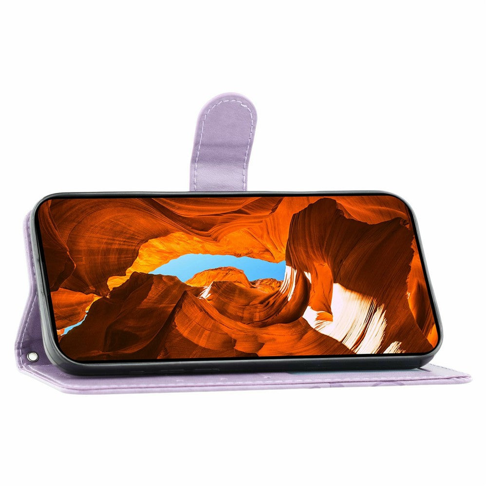 For Xiaomi Redmi Poco M8 Pro 5G / Redmi Note 15 Pro+ 5G (Global) Case Wallet Stand Imprinted Rose Butterfly PU Leather Phone Cover - Purple