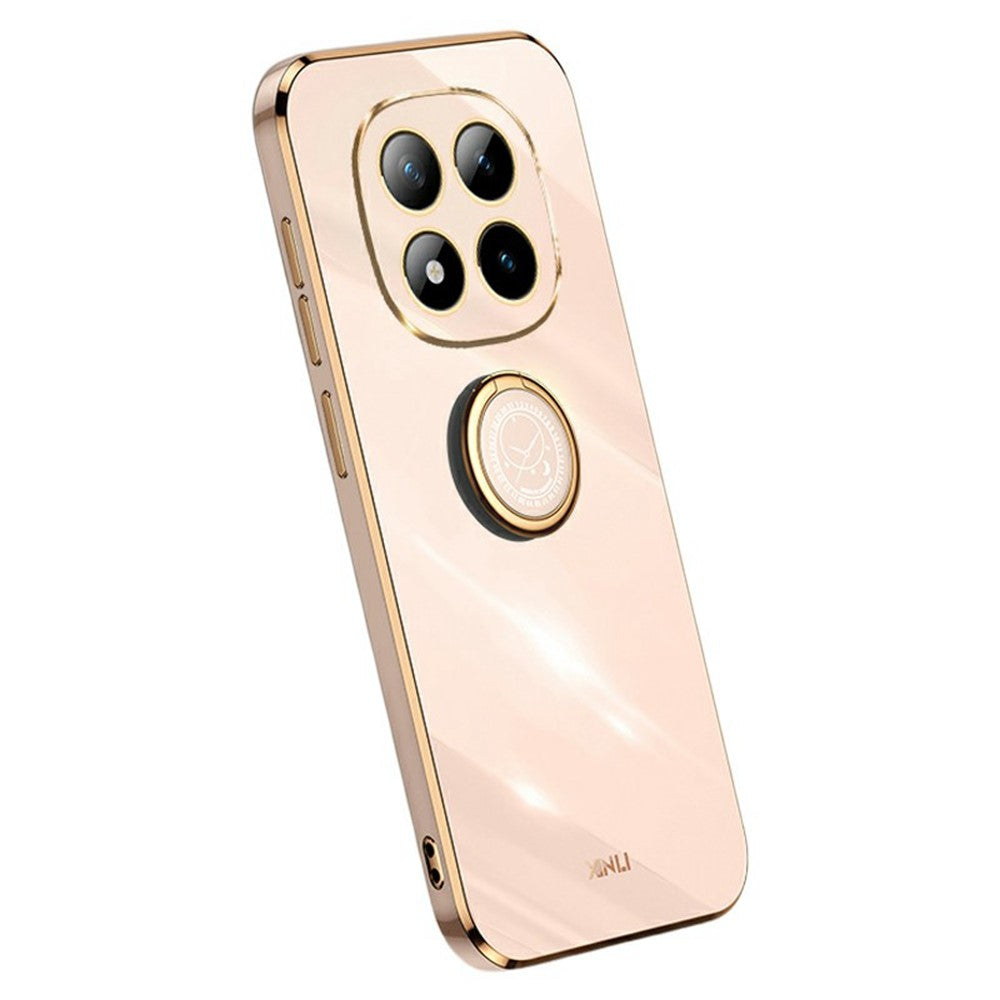 XINLI For Xiaomi Redmi Note 15 Pro 5G (Global) Case Ring Kickstand Electroplating TPU Phone Cover - Pink
