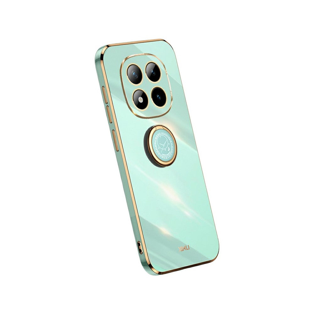 XINLI For Xiaomi Poco M8 Pro 5G / Redmi Note 15 Pro+ 5G (Global) Case Ring Kickstand Electroplating TPU Phone Cover - Cyan