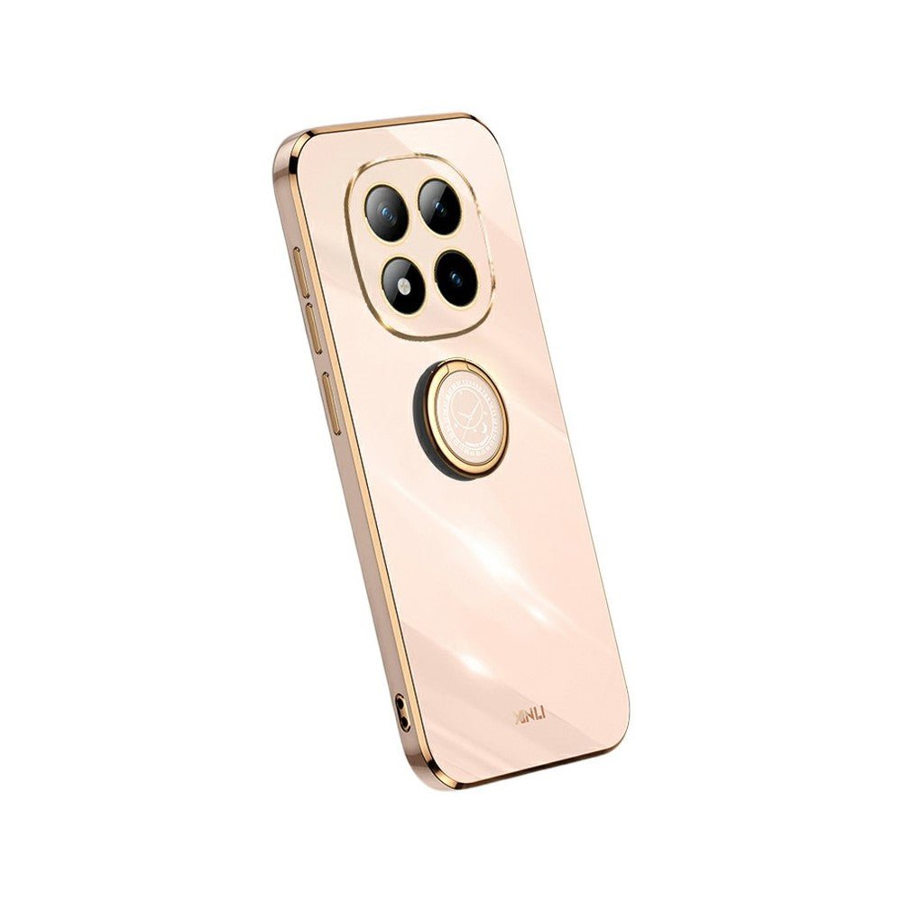 XINLI For Xiaomi Poco M8 Pro 5G / Redmi Note 15 Pro+ 5G (Global) Case Ring Kickstand Electroplating TPU Phone Cover - Pink