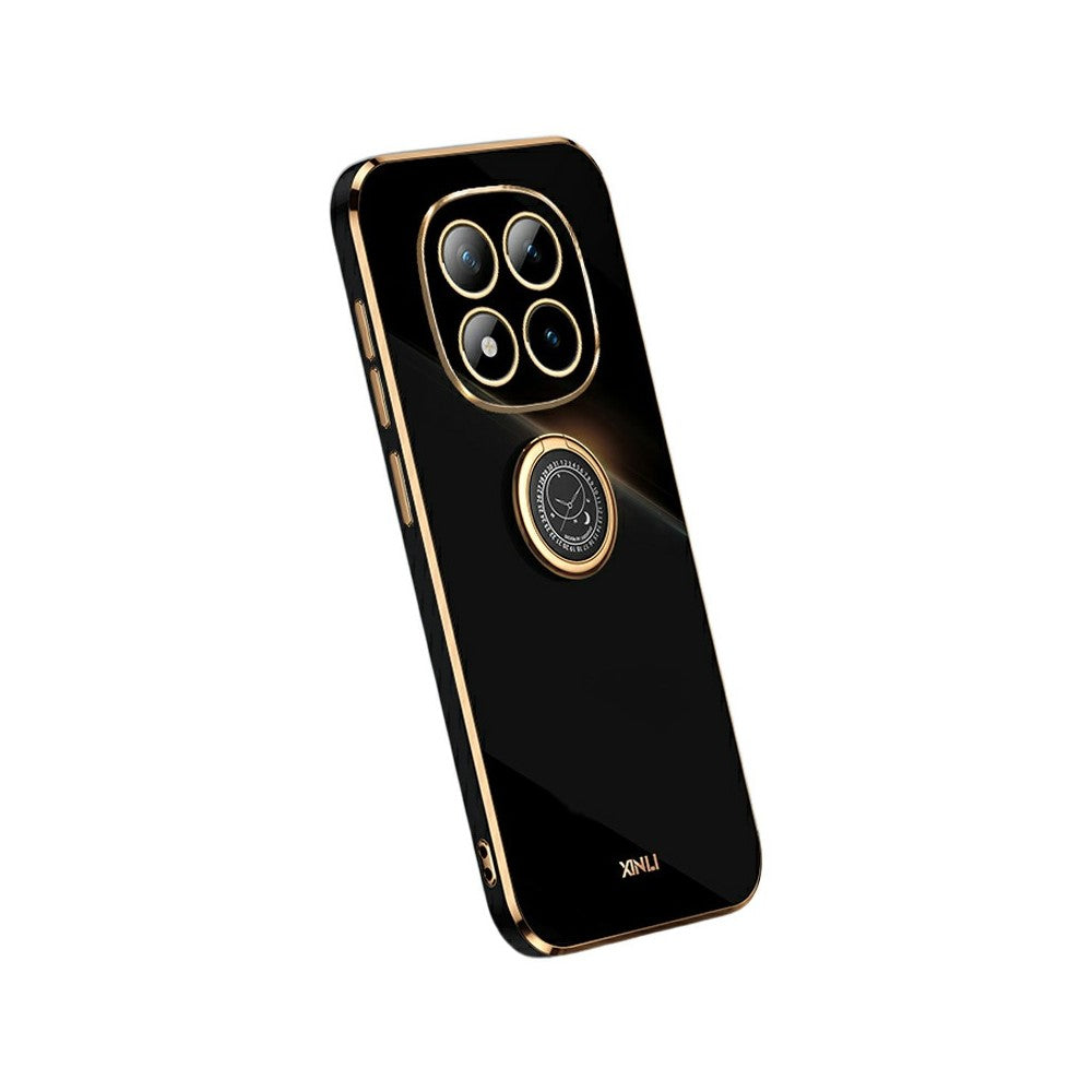XINLI For Xiaomi Poco M8 Pro 5G / Redmi Note 15 Pro+ 5G (Global) Case Ring Kickstand Electroplating TPU Phone Cover - Black