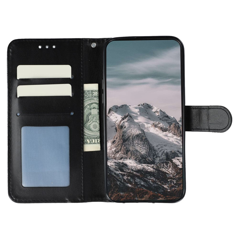 For Xiaomi Poco M8 Pro 5G / Redmi Note 15 Pro+ 5G (Global) Case PU Leather Mandala Imprinted Design Wallet Phone Cover with Wrist Strap - Black