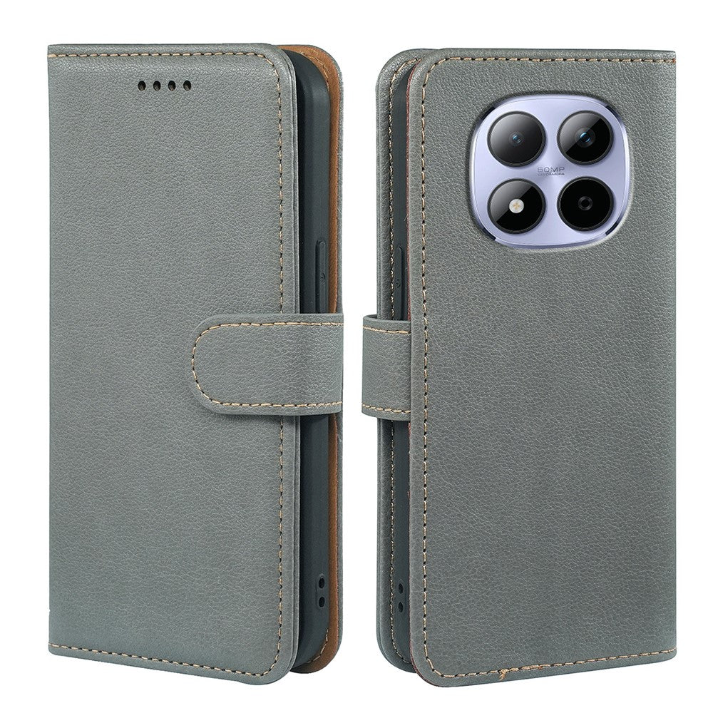 For Xiaomi Redmi Note 15 Pro 5G (Global) Case RFID Blocking Wallet Litchi Texture Leather Phone Cover Magnetic Clasp - Grey