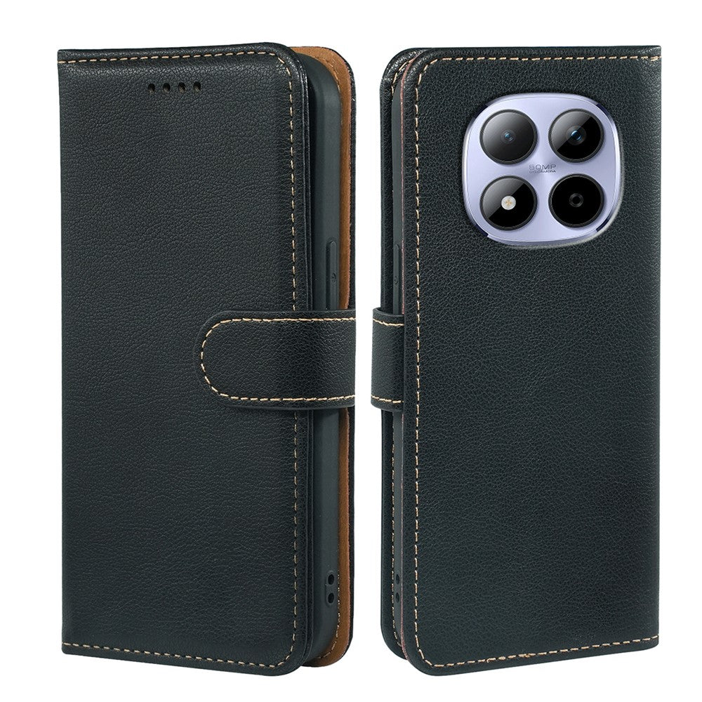 For Xiaomi Redmi Note 15 Pro 5G (Global) Case RFID Blocking Wallet Litchi Texture Leather Phone Cover Magnetic Clasp - Black