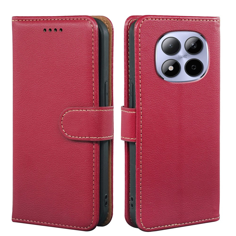 For Xiaomi Redmi Note 15 Pro 5G (Global) Case RFID Blocking Wallet Litchi Texture Leather Phone Cover Magnetic Clasp - Red