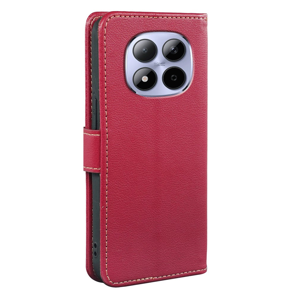 For Xiaomi Redmi Note 15 Pro 5G (Global) Case RFID Blocking Wallet Litchi Texture Leather Phone Cover Magnetic Clasp - Red