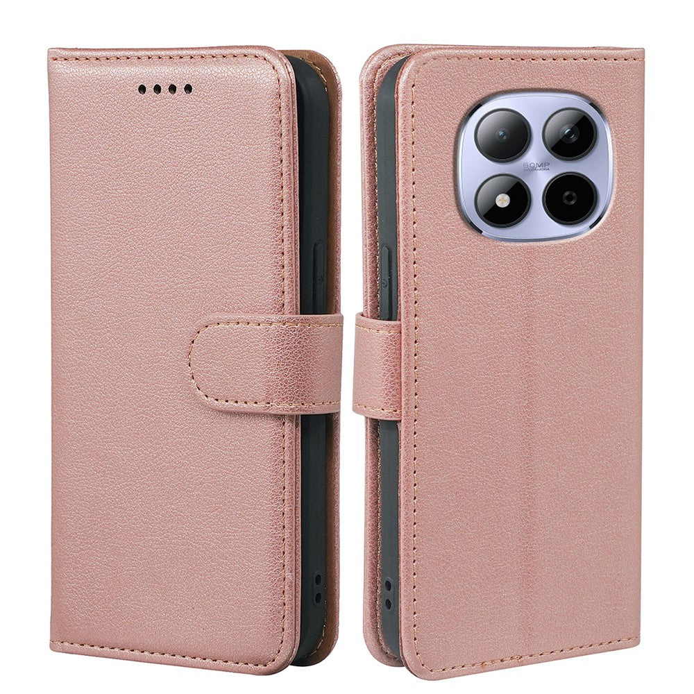For Xiaomi Redmi Note 15 Pro 5G (Global) Case RFID Blocking Wallet Litchi Texture Leather Phone Cover Magnetic Clasp - Rose Gold