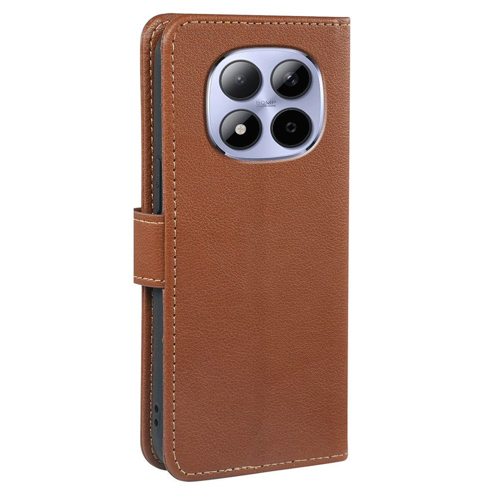 For Xiaomi Redmi Note 15 Pro 5G (Global) Case RFID Blocking Wallet Litchi Texture Leather Phone Cover Magnetic Clasp - Brown