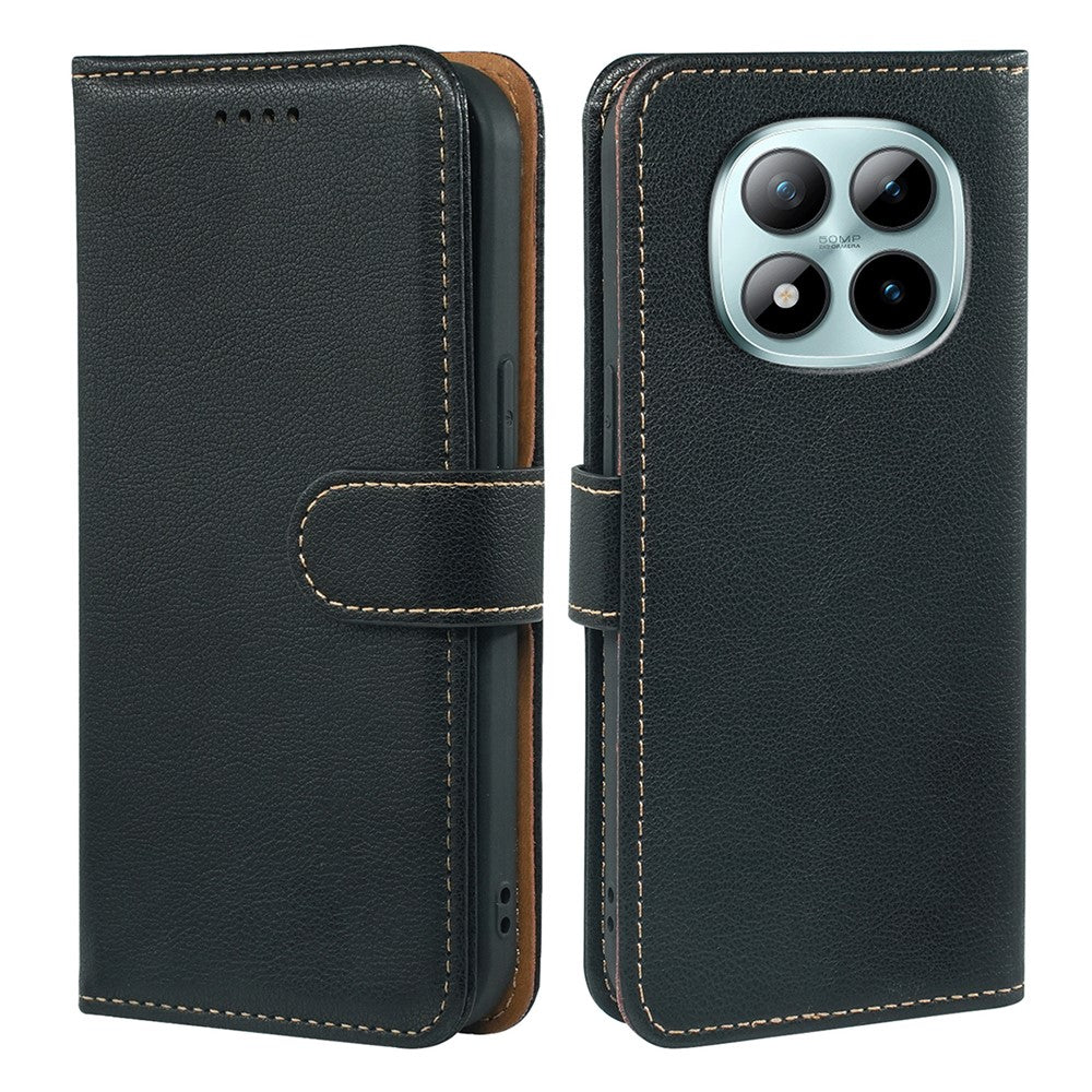 For Xiaomi Poco M8 Pro 5G / Redmi Note 15 Pro+ 5G (Global) Case RFID Blocking Wallet Litchi Texture Leather Phone Cover Magnetic Clasp - Black