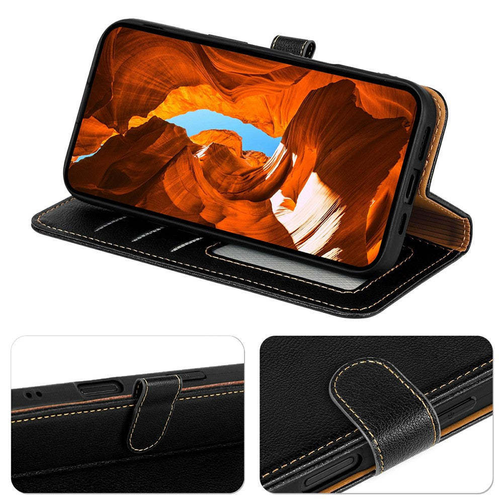 For Xiaomi Poco M8 Pro 5G / Redmi Note 15 Pro+ 5G (Global) Case RFID Blocking Wallet Litchi Texture Leather Phone Cover Magnetic Clasp - Black
