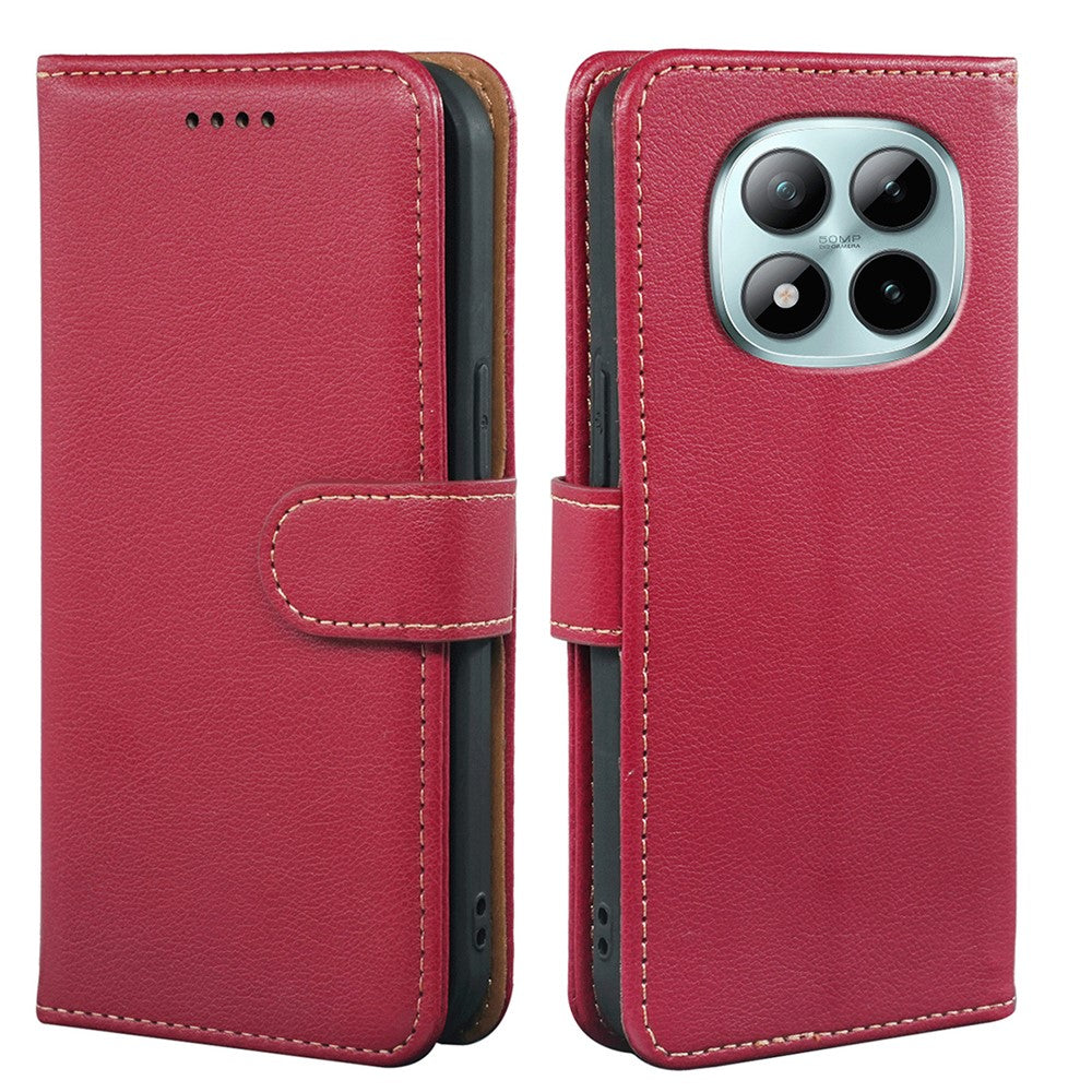 For Xiaomi Poco M8 Pro 5G / Redmi Note 15 Pro+ 5G (Global) Case RFID Blocking Wallet Litchi Texture Leather Phone Cover Magnetic Clasp - Red