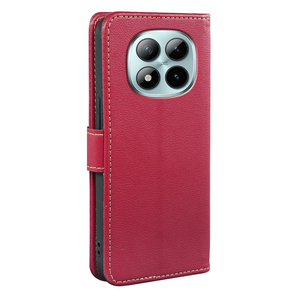 For Xiaomi Poco M8 Pro 5G / Redmi Note 15 Pro+ 5G (Global) Case RFID Blocking Wallet Litchi Texture Leather Phone Cover Magnetic Clasp - Red