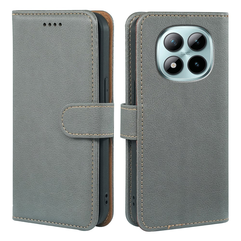 For Xiaomi Poco M8 Pro 5G / Redmi Note 15 Pro+ 5G (Global) Case RFID Blocking Wallet Litchi Texture Leather Phone Cover Magnetic Clasp - Grey