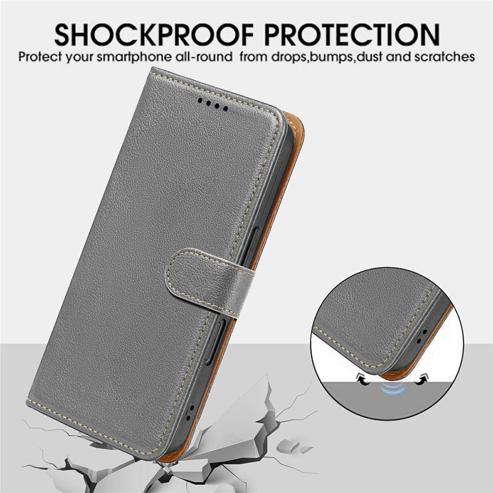 For Xiaomi Poco M8 Pro 5G / Redmi Note 15 Pro+ 5G (Global) Case RFID Blocking Wallet Litchi Texture Leather Phone Cover Magnetic Clasp - Grey