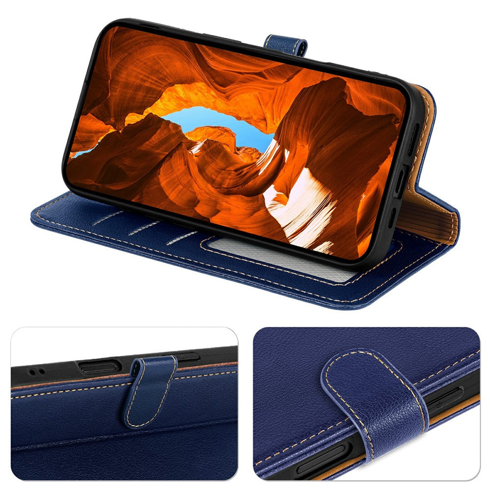 For Xiaomi Poco M8 Pro 5G / Redmi Note 15 Pro+ 5G (Global) Case RFID Blocking Wallet Litchi Texture Leather Phone Cover Magnetic Clasp - Blue