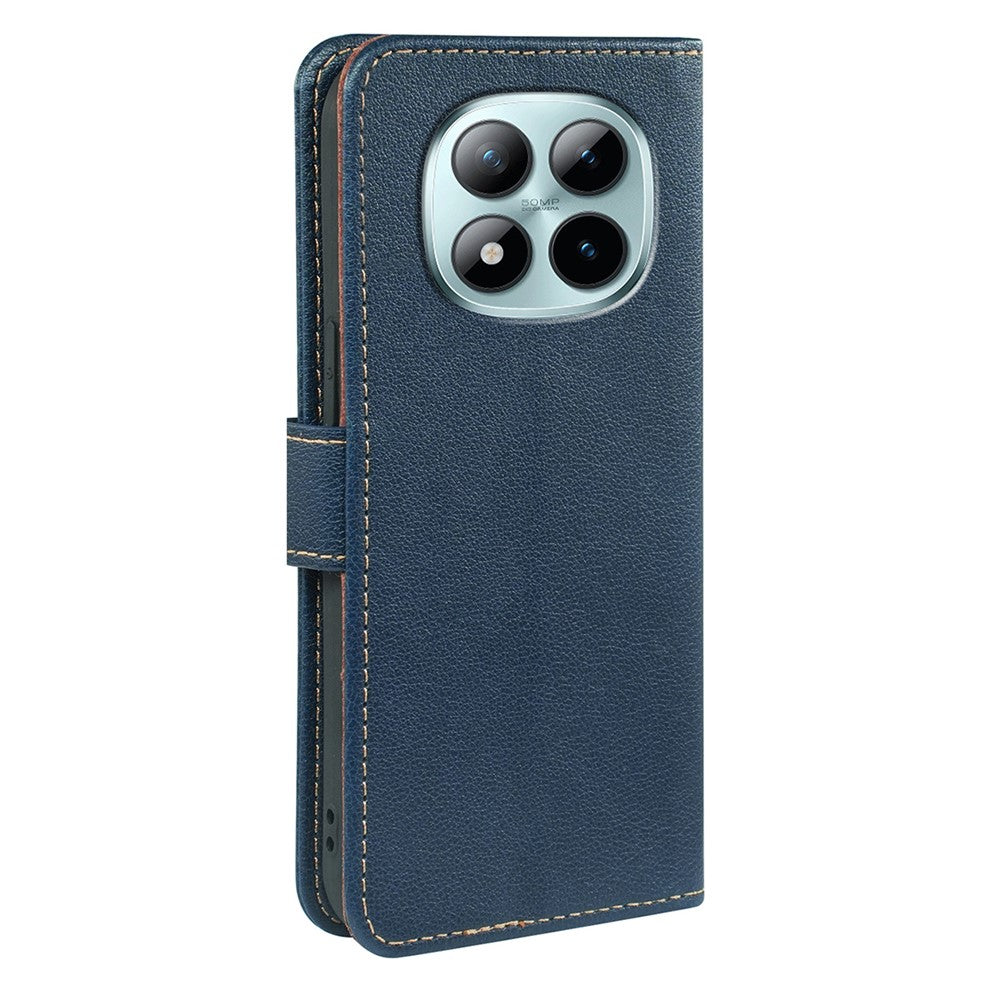 For Xiaomi Poco M8 Pro 5G / Redmi Note 15 Pro+ 5G (Global) Case RFID Blocking Wallet Litchi Texture Leather Phone Cover Magnetic Clasp - Blue