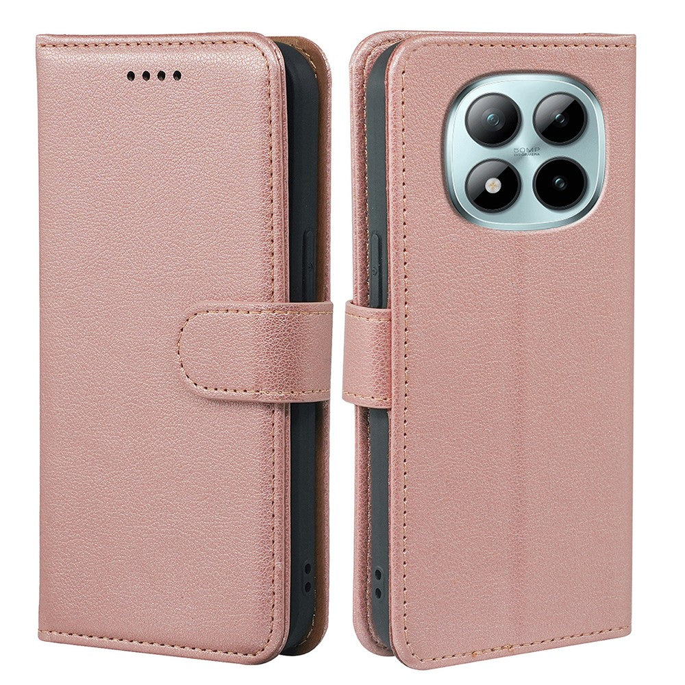 For Xiaomi Poco M8 Pro 5G / Redmi Note 15 Pro+ 5G (Global) Case RFID Blocking Wallet Litchi Texture Leather Phone Cover Magnetic Clasp - Rose Gold