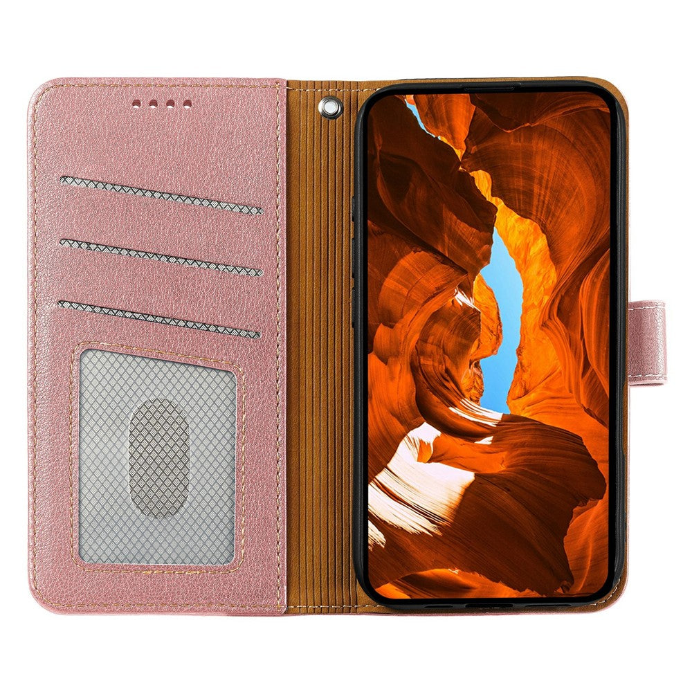 For Xiaomi Poco M8 Pro 5G / Redmi Note 15 Pro+ 5G (Global) Case RFID Blocking Wallet Litchi Texture Leather Phone Cover Magnetic Clasp - Rose Gold