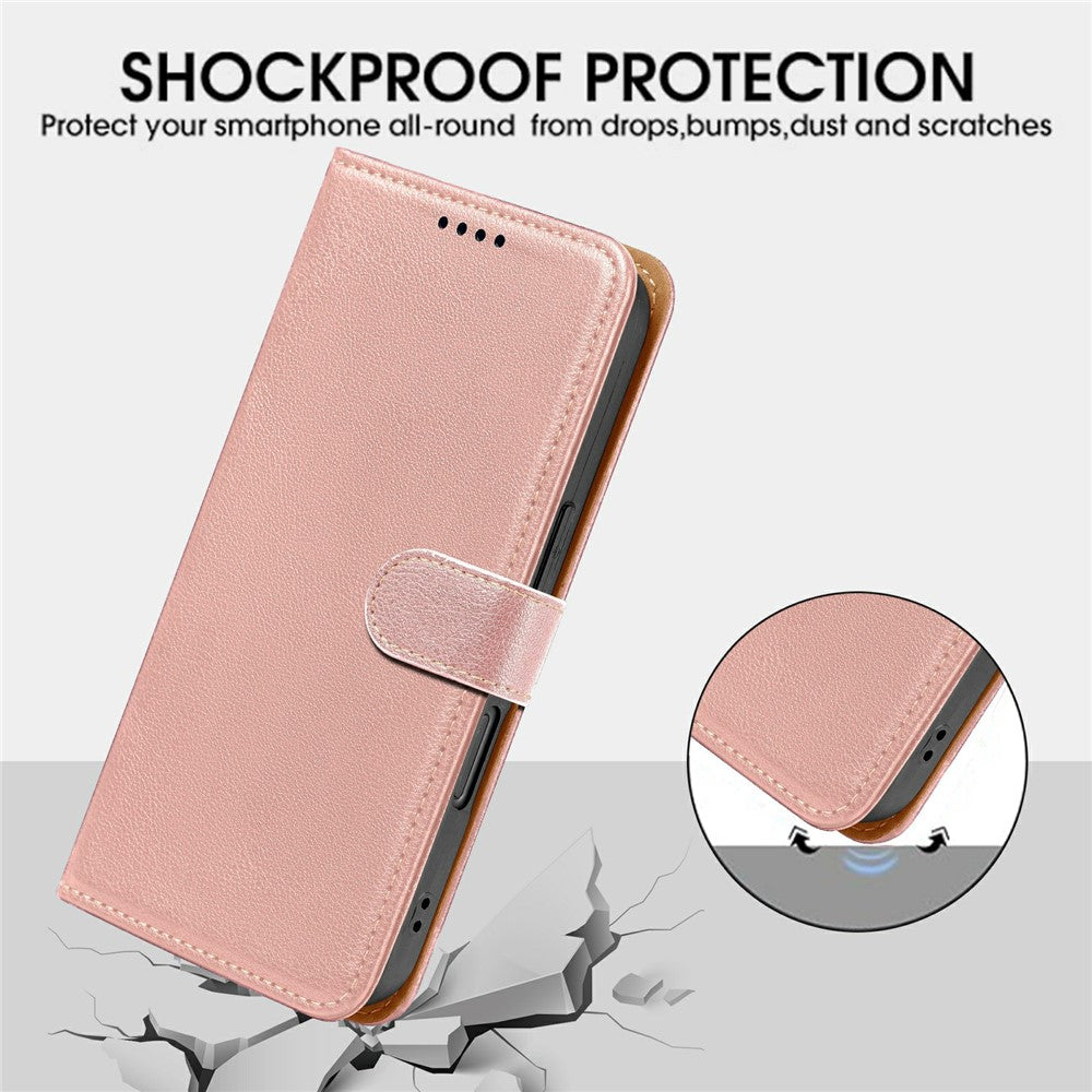 For Xiaomi Poco M8 Pro 5G / Redmi Note 15 Pro+ 5G (Global) Case RFID Blocking Wallet Litchi Texture Leather Phone Cover Magnetic Clasp - Rose Gold