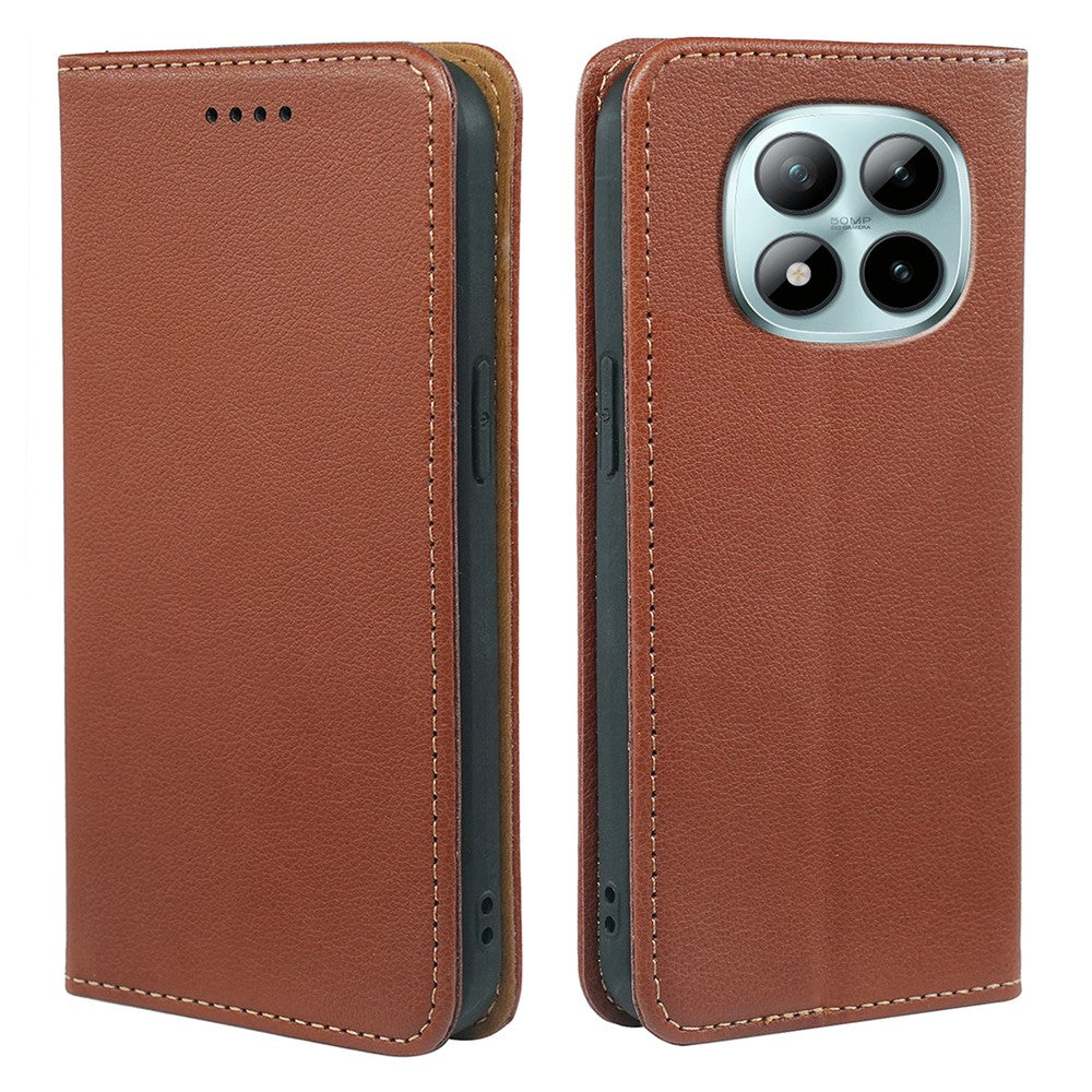 For Xiaomi Poco M8 Pro 5G / Redmi Note 15 Pro+ 5G (Global) Case Wallet RFID Blocking Leather Phone Cover Strong Magnetic Closure - Brown