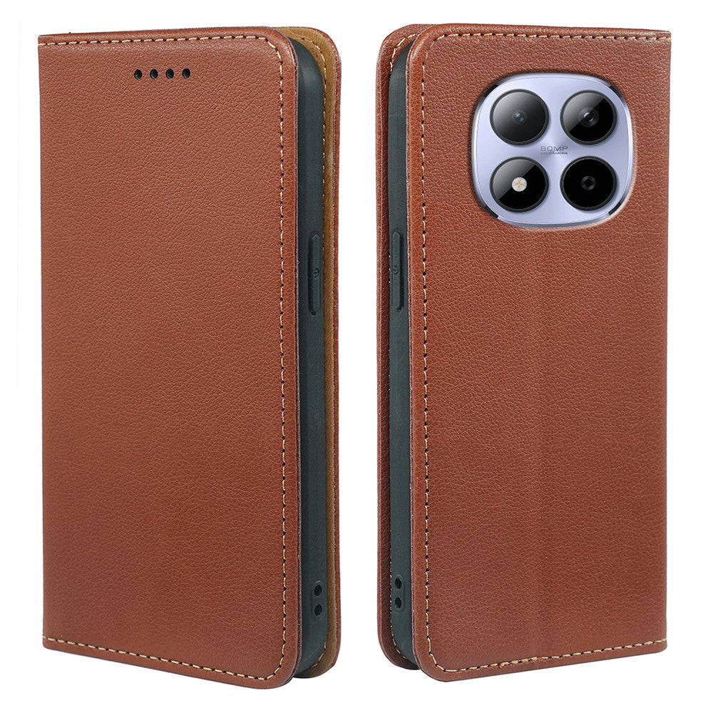 For Xiaomi Redmi Note 15 Pro 5G (Global) Case Wallet RFID Blocking Leather Phone Cover Strong Magnetic Closure - Brown