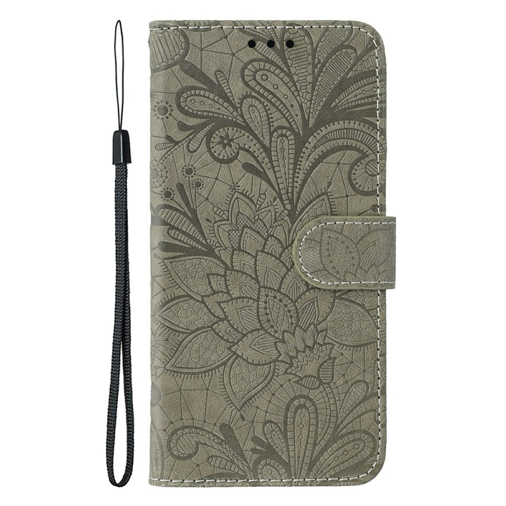 For Xiaomi Poco M8 Pro 5G / Redmi Note 15 Pro+ 5G (Global) Case Lace Flowers PU Leather Flip Wallet Phone Cover - Grey