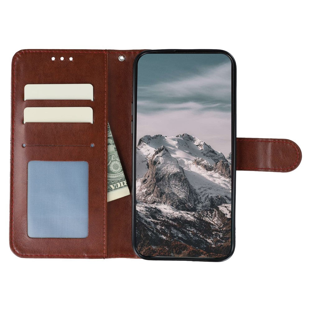 For Xiaomi Poco M8 Pro 5G / Redmi Note 15 Pro+ 5G (Global) Case Rhinestone Decor PU Leather Mandala Imprint Phone Cover with Wrist Strap - Brown