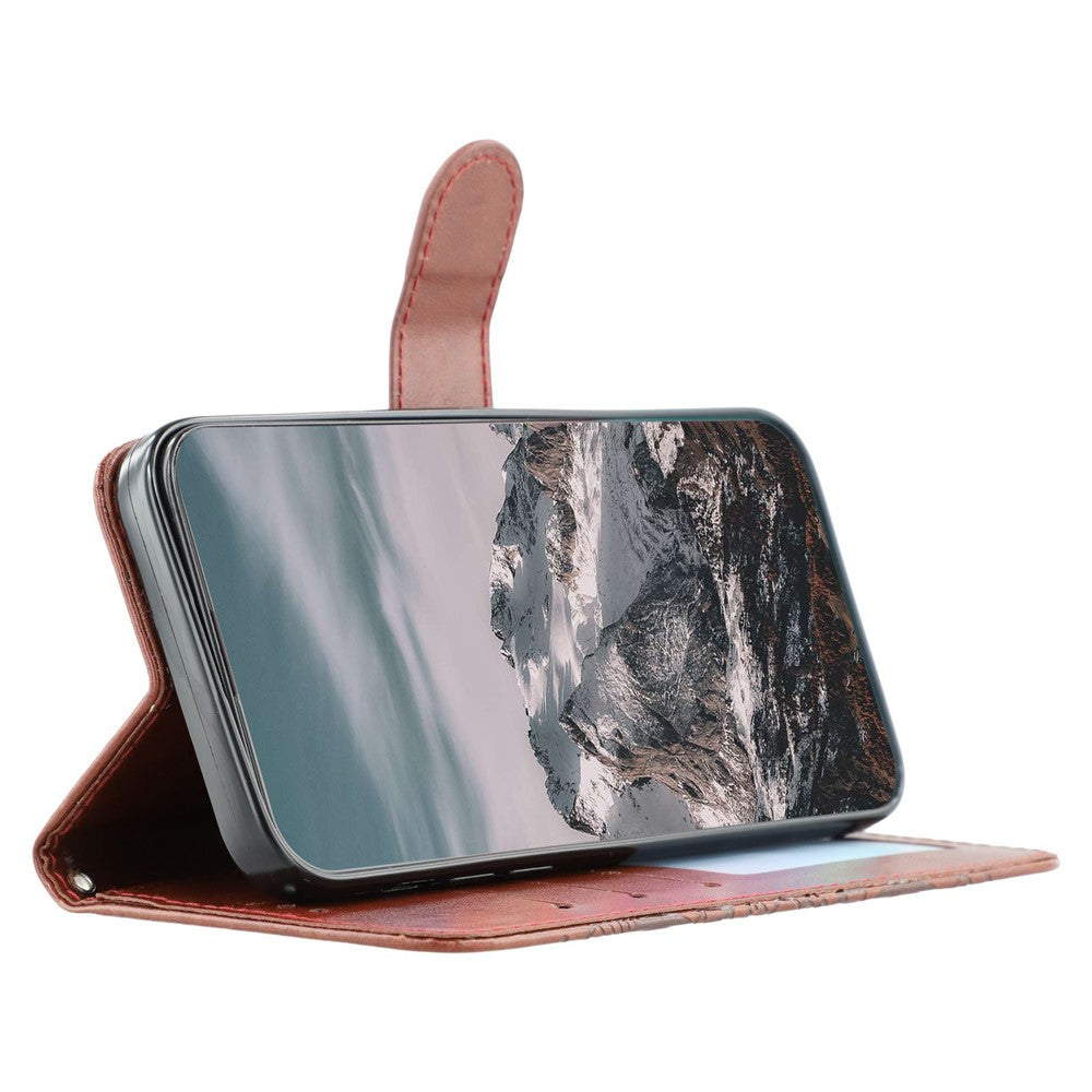 For Xiaomi Poco M8 Pro 5G / Redmi Note 15 Pro+ 5G (Global) Case Rhinestone Decor PU Leather Mandala Imprint Phone Cover with Wrist Strap - Brown