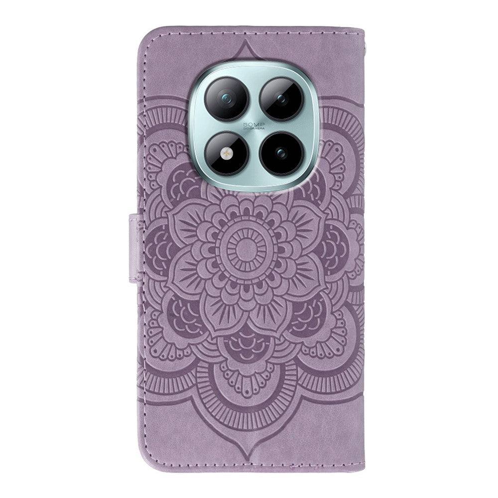 For Xiaomi Poco M8 Pro 5G / Redmi Note 15 Pro+ 5G (Global) Case Rhinestone Decor PU Leather Mandala Imprint Phone Cover with Wrist Strap - Purple