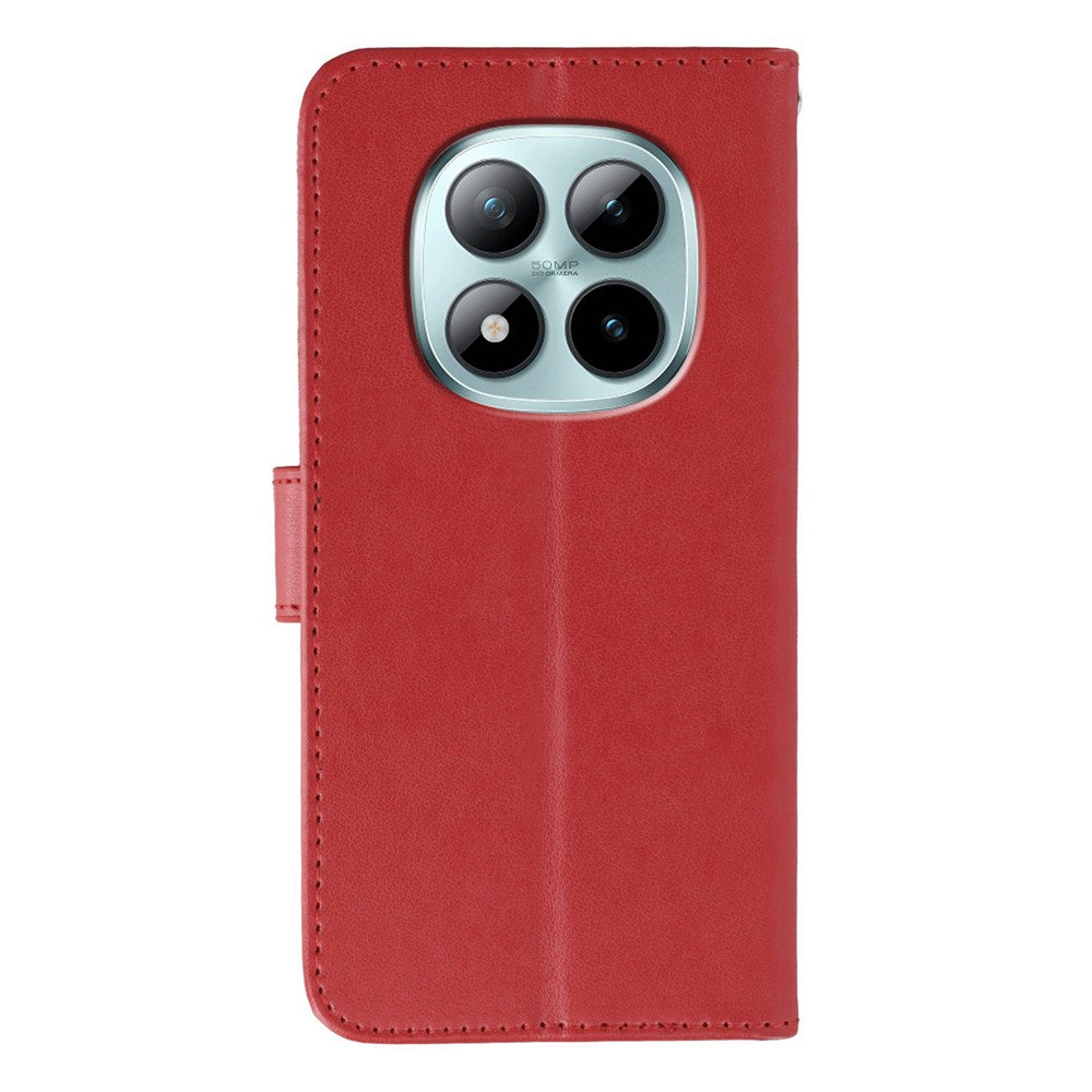 For Xiaomi Poco M8 Pro 5G / Redmi Note 15 Pro+ 5G (Global) Case PU Leather Flip Wallet Phone Cover with Strap - Red